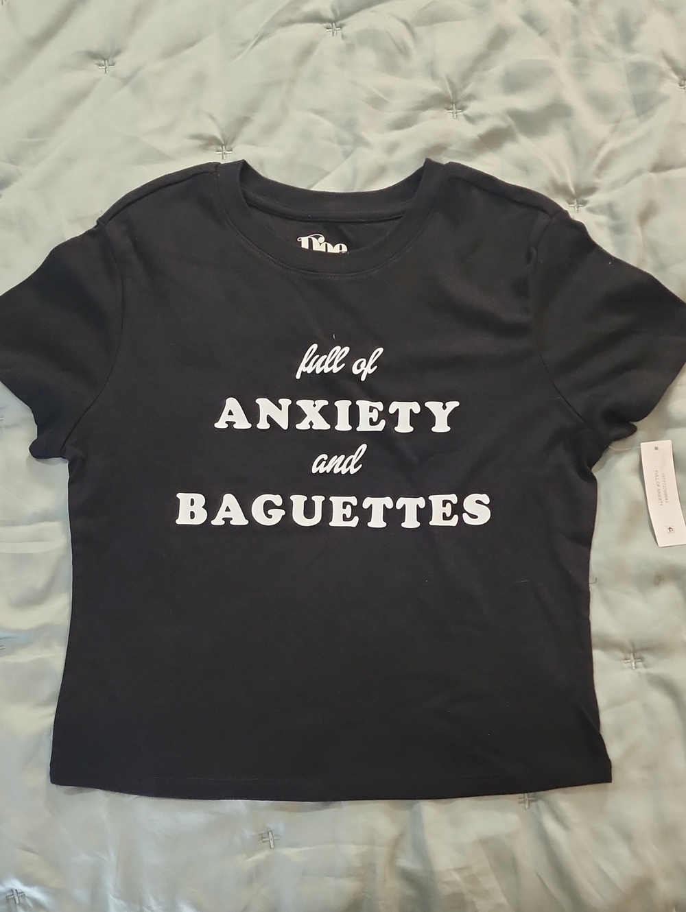 Black Kids' Graphic Tee - "Full of Anxiety and Baguettes"